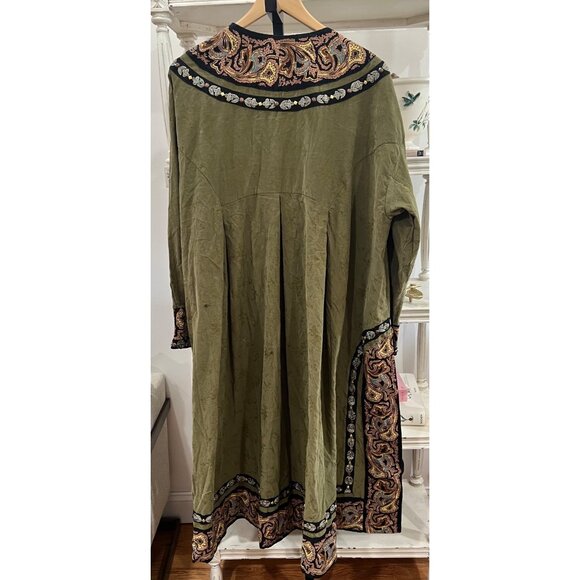 Free People $398 Bali Somerset Long Duster Size XS Small Festival  Olive Green - Picture 6 of 8